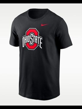 Nike Black Ohio State Logo Short Sleeve Tee with Red Accents